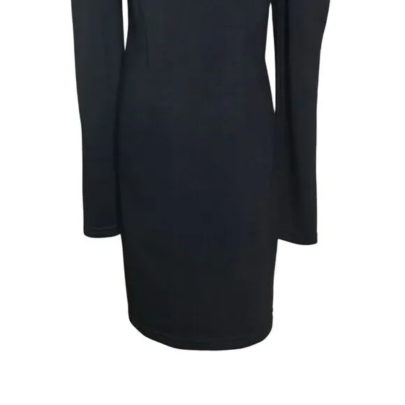 Revamped Womens Black Long Sleeve Midi Dress Size S Puff Sleeve Round Neck - Picture 9 of 16